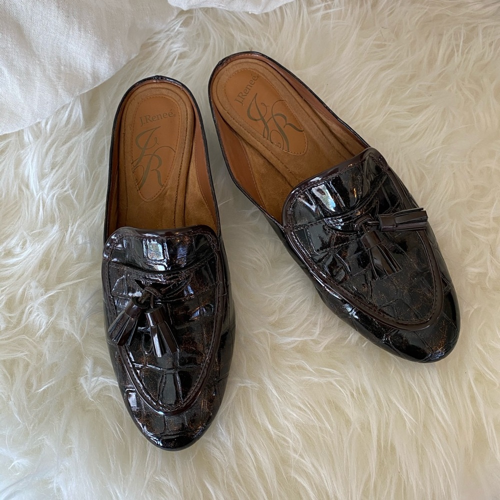 Brown wedge loafers